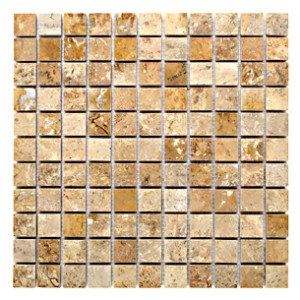 TRAVERTINE CREAM 25 mozaika kamienna - wymiar kostki 2,5/2,5 cm grubość 10 mm 