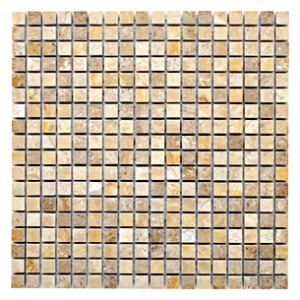 TRAVERTINE CREAM 15 mozaika kamienna - wymiar kostki 1,5/1,5 cm grubość 10 mm 
