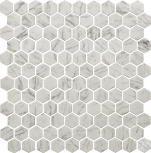 HEX CARRARA MATTE - mozaika szklana